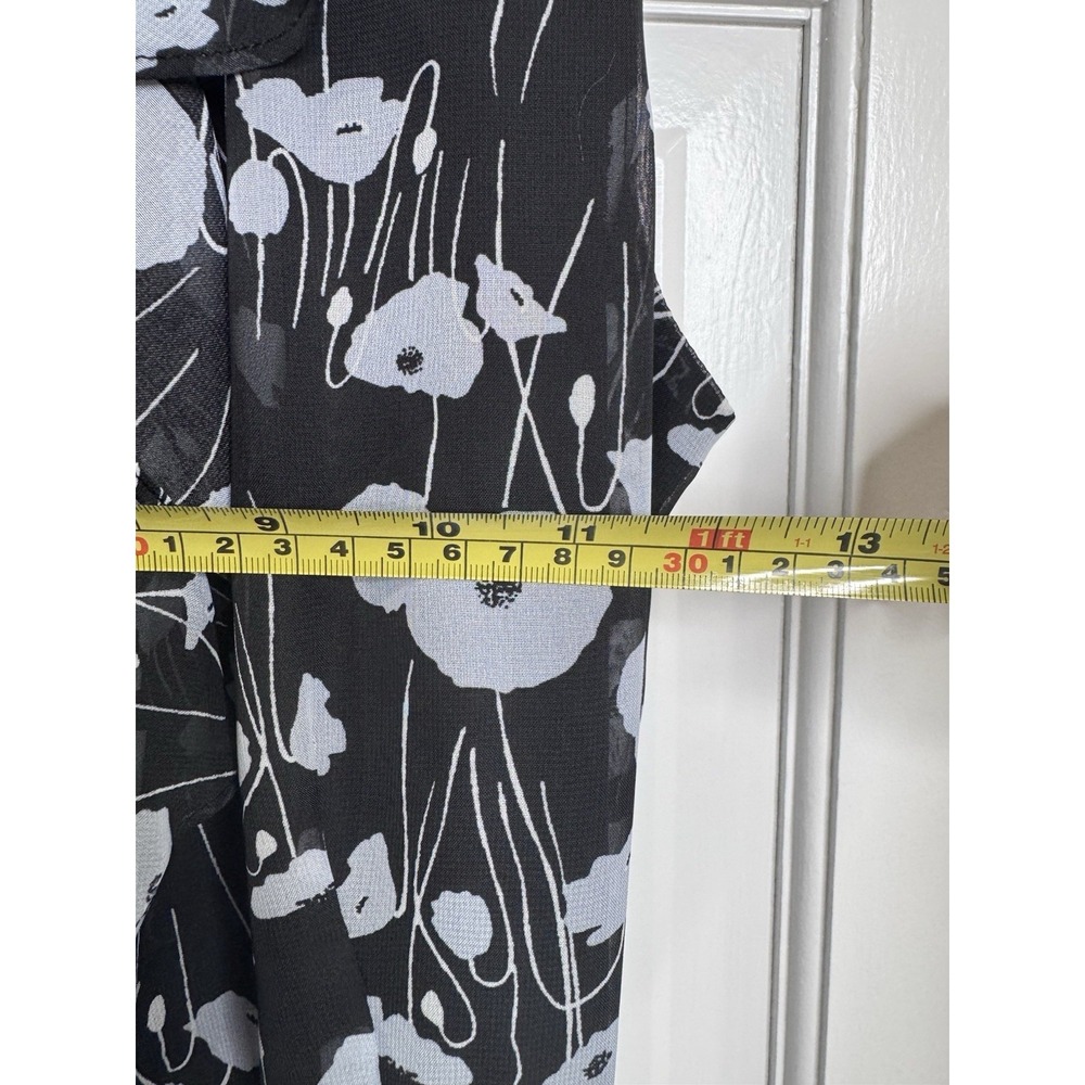 Bar III Floral Ruffle Maxi Dress Womens Size 6 Black White Sleeveless Belted - Picture 7 of 7
